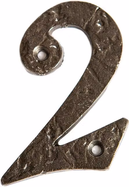 Hammer and Tongs Rustic Metal Number 2 in Black or Grey, Height: 8.5 cm – 4