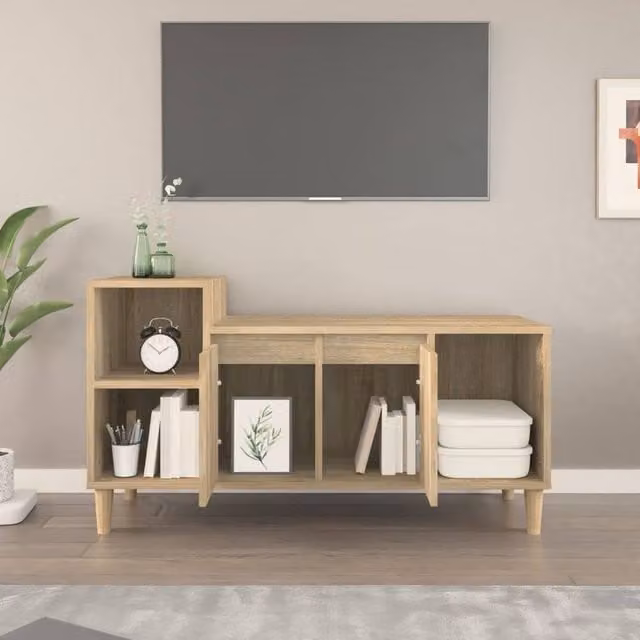 Berkfield Home Sonoma Oak TV Cabinet in Light Brown, W/D/H: 100 x 35 x 55 cm