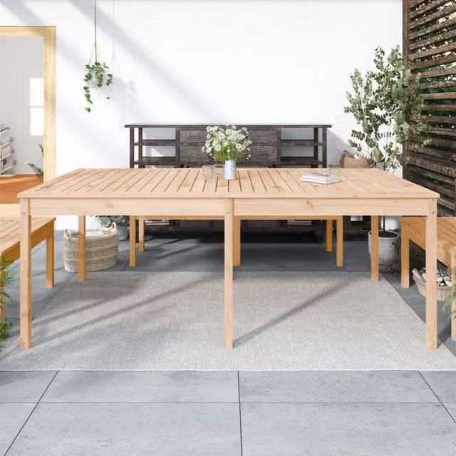 Berkfield Home Rustic Garden Table in Brown Solid Pine, W: 203.5 cm, D: 100 cm, H: 76 cm