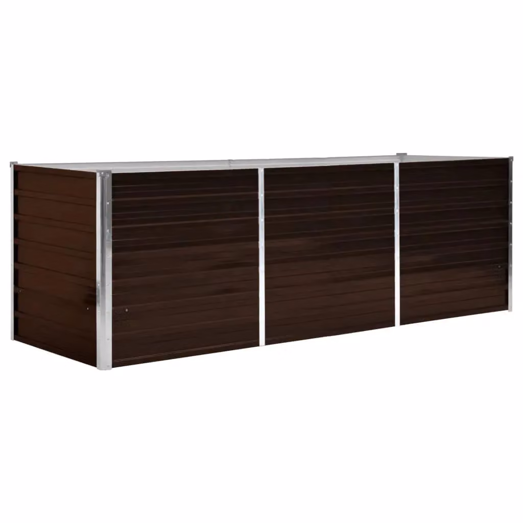 Berkfield Home Garden Brown Galvanised Steel Raised Bed W/D/H: 240 x 80 x 77 cm – 2