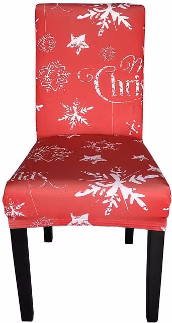 Neel Blue Short Spandex Dining Chair Slipcover with Red Stars and Snowflakes – 1