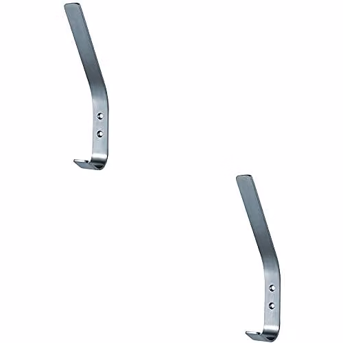 Loops 2 Pack Satin Stainless Steel Flat Bar One Piece Hat and Coat Wall Hook