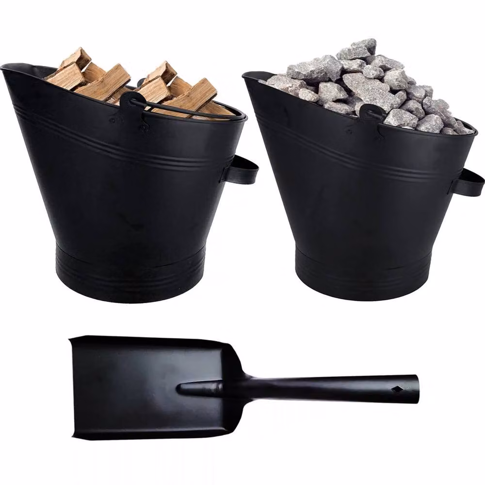Nordara Steel Fireside Coal Bucket and Shovel Set Ash Storage Holder in Black – 5