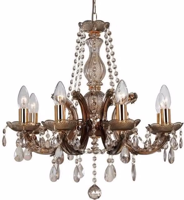 Netlighting Gabrielle 8-Light Acrylic Sconce and Glass Droplet Wall Chandelier in Brown