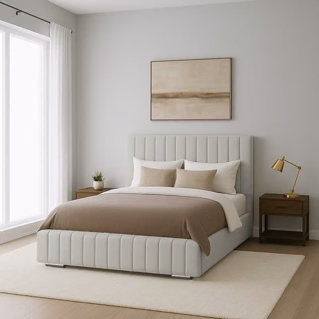 Desire Deco Ammara Upholstered Velvet Bed Frame in Silver, 120 x 200 cm