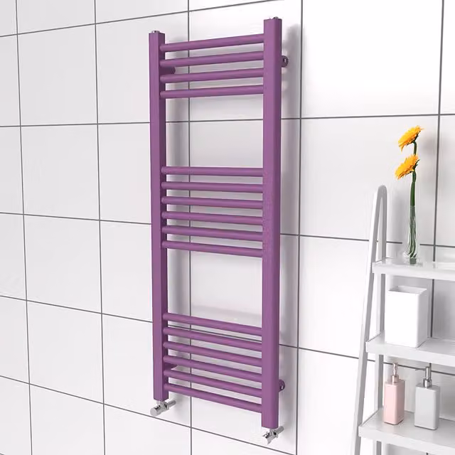 Lux Heat Coloured Steel Towel Radiator in Pretty Plum Purple, W/H: 400 x 1000 mm