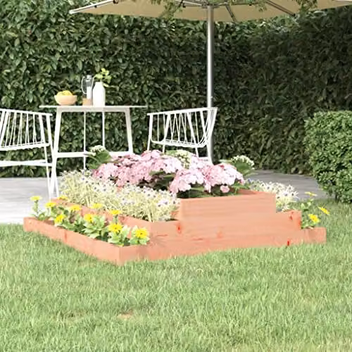 vidaXL Solid Wood Douglas Planter, Brown, W: 110 cm, D: 110 cm, H: 27 cm – 2
