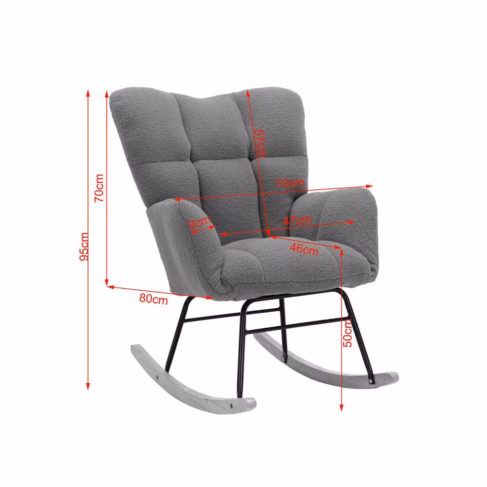 Direct Wicker White Teddy Bouclé Fabric Tufted Upholstered Rocking Chair with Armrests – 3