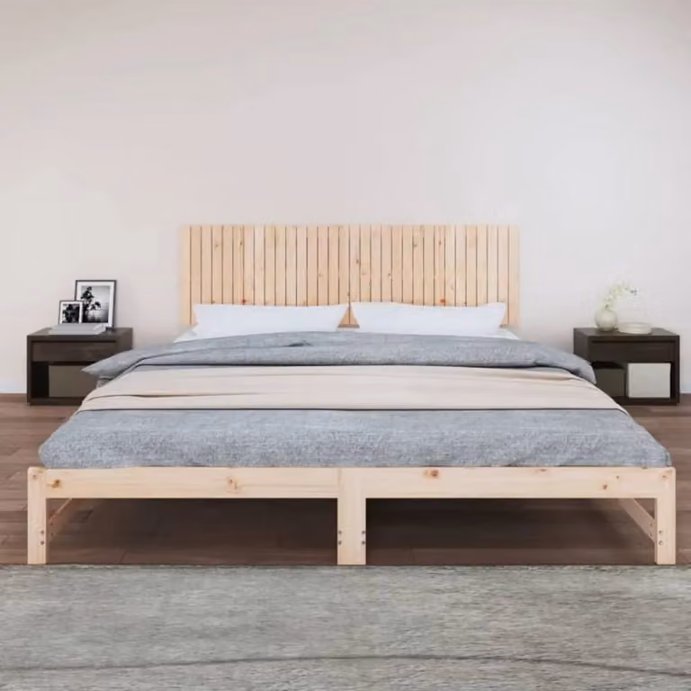 Berkfield Home Rustic Solid Wood Pine Wall Mount Headboard in Brown, W/D/H: 204 x 3 x 60 cm
