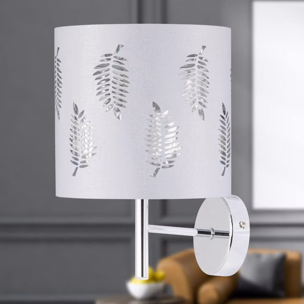 First Choice Lighting Brea Set of 2 Chrome Wall Lights with White Shades – 2