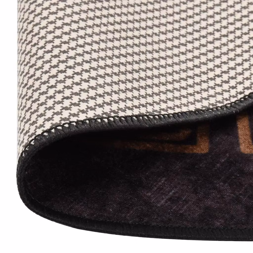 Berkfield Home Art Deco Washable Round Anti Slip Rug in Black and Gold, Diameter: 100 cm – 3