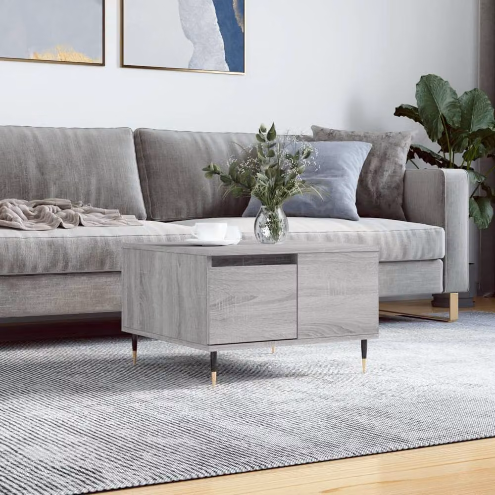 Berkfield Home Modern Square Coffee Table in Grey, W/D/H: 55 x 55 x 36.5 cm – 2