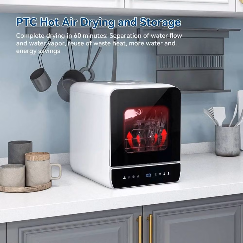 PAWNORA Mini Countertop Dishwasher with 5L Water Tank, White – 5