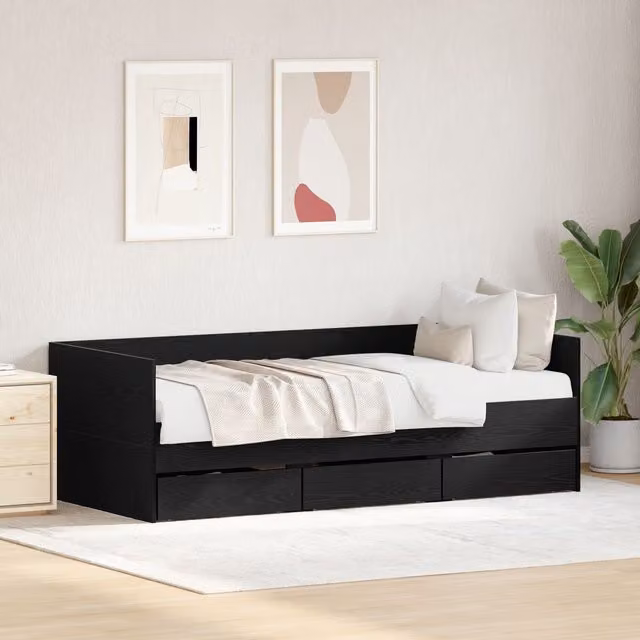 Berkfield Home Modern Black Oak Daybed in Engineered Wood W/D/H: 190 x 90 x 93 cm – 1