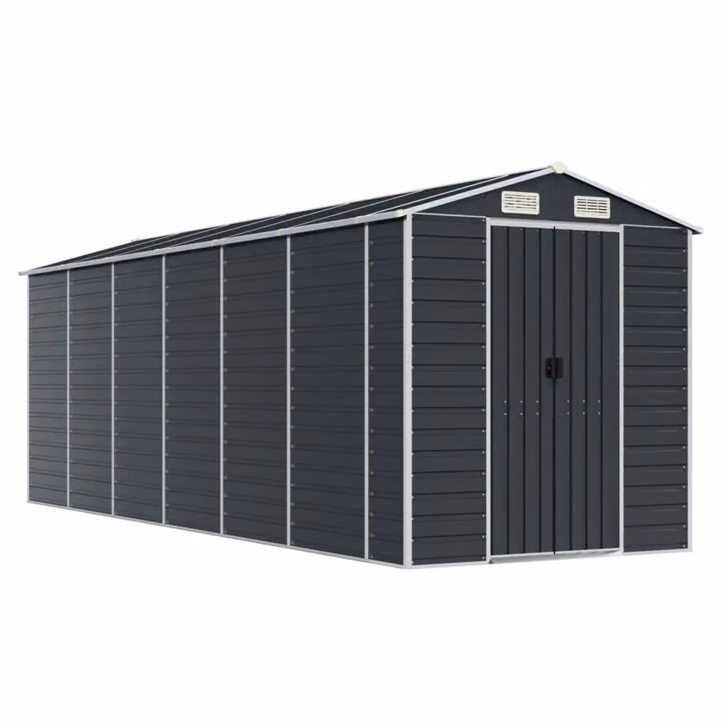 Berkfield Home Pent Garden Shed in Anthracite Galvanised Steel, W/D/H: 555 x 191 x 198 cm – 2