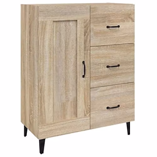 vidaXL Sonoma Oak Sideboard in Brown and Beige, W/D/H: 69.5 x 34 x 90 cm