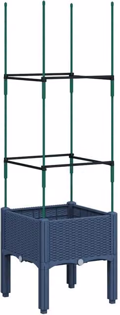 Berkfield Home Garden Planter with Trellis in Dark Blue and Grey, W/D/H: 40 x 40 x 142.5 cm – 1