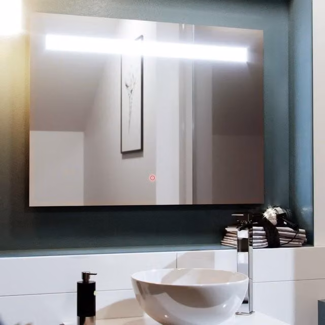Nes Home LED Bathroom Mirror with Anti-fog Function and Touch Sensor Switch in Silver, W: 60 cm, H: 80 cm