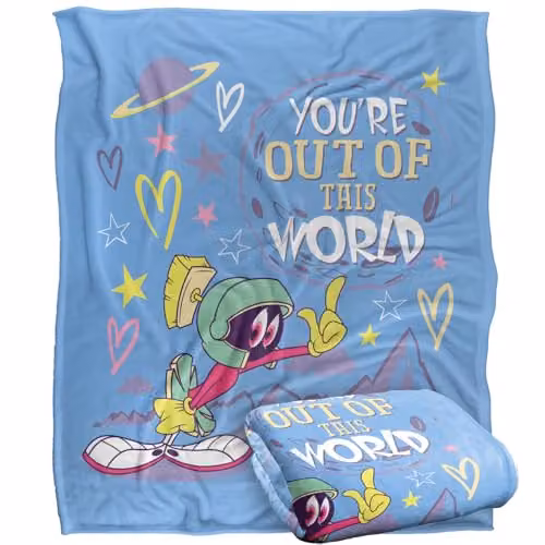 Warner Bros. Looney Tunes Out Of This World Valentine Silky Touch Super Soft Fleece Throw Blanket, Multicolour, W: 152 cm, D: 127 cm