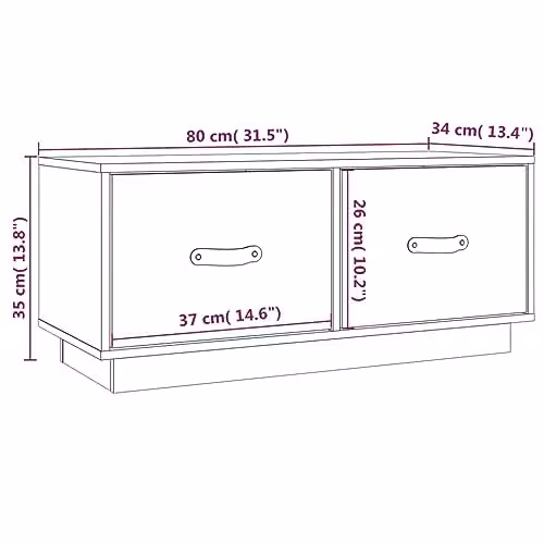 vidaXL Modern Solid Wood Pine TV Cabinet in Brown, W/D/H: 80 x 34 x 35 cm – 3