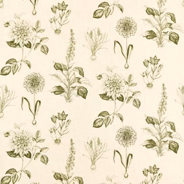 Clarke & Clarke Roseraie Fabric in Green