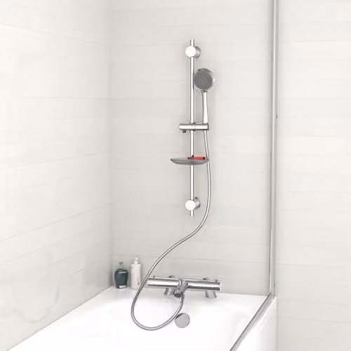 Nes Home Chrome Exposed Bath Shower Rail Mixer Tap Set with Handheld Shower