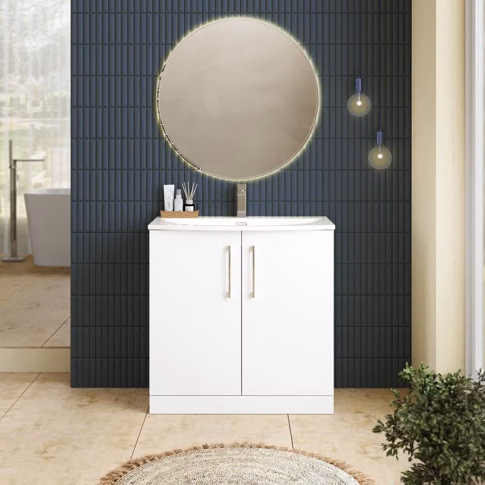 Balterley Modern Glossy White 2-Door Floor-Standing Bathroom Basin Vanity Unit – 2