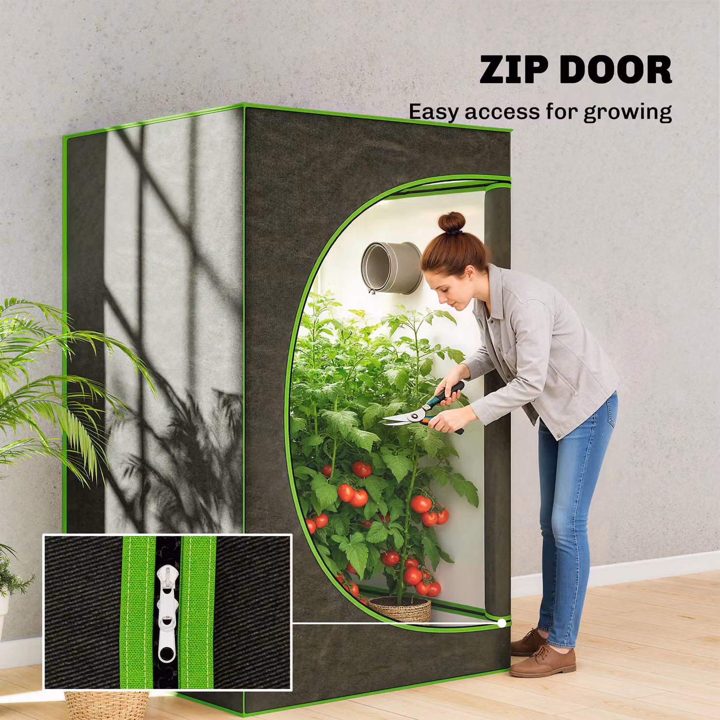 Outsunny Black Reflective Mylar Hydroponic Grow Tent for Indoor Plants, W/D/H: 120 x 120 x 200 cm – 8