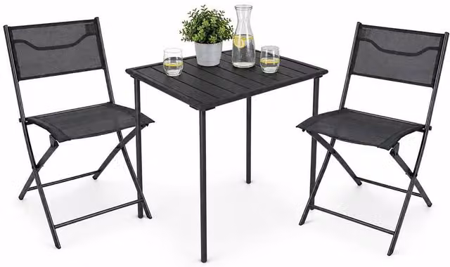 VCM Sumila 3-Piece Bistro Set for Garden and Balcony in Matt Black – 1