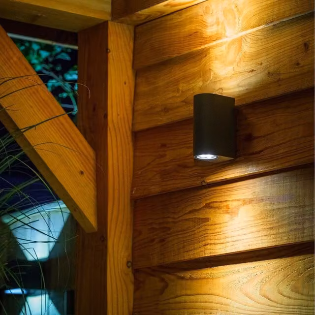 TECHMAR Modern Rectangular LED Outdoor Wall Up-Down Garden Light in Anthracite