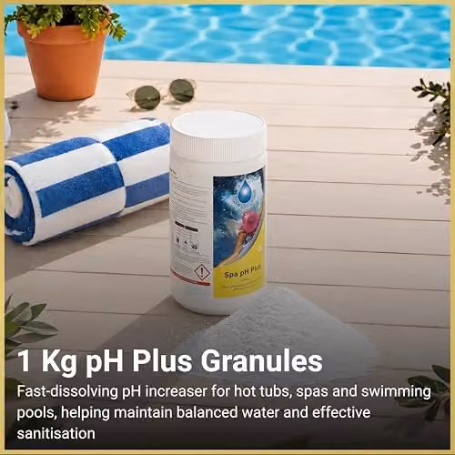 Shatchi Blue Sparkle pH Plus Increaser Granules for Hot Tubs and Swimming Pools, 1 kg – 3