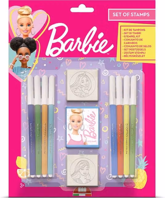 Mattel Barbie Kids Craft and Stationery Set with 2 Stamps, Pink