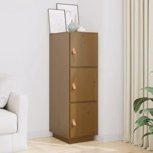 vidaXL Modern Highboard in Honey Brown Solid Pine Wood, W/D/H: 34 x 40 x 108.5 cm – 2