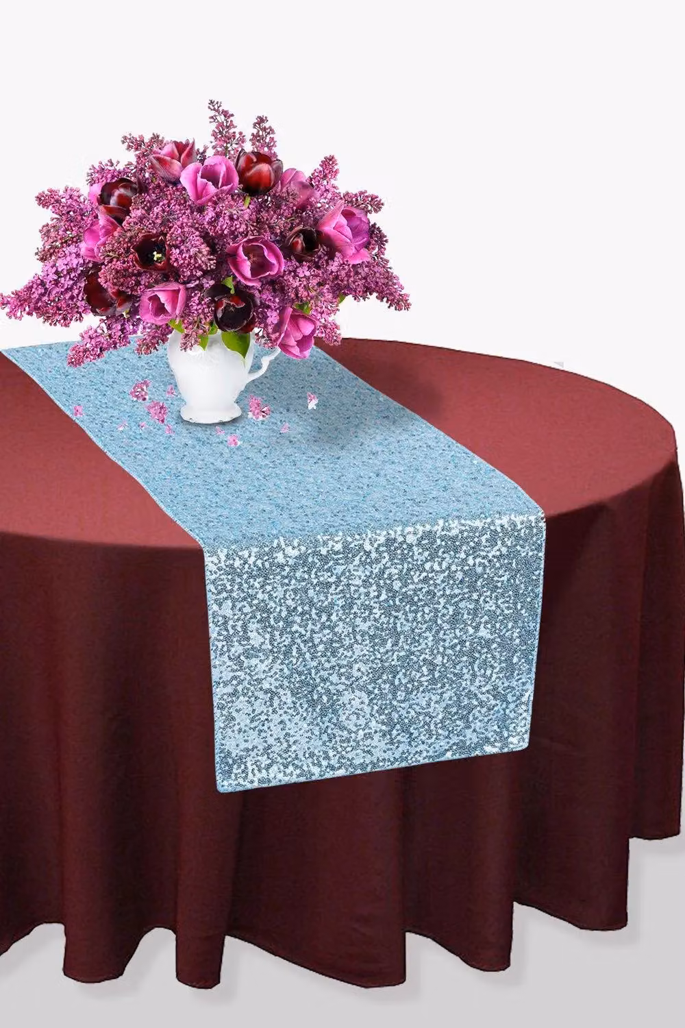 Trimming Shop Neel Blue Glitter Sequin Rectangular Table Runner, W/D/H: 27.94 x 274.32 x 27.94 cm – 2