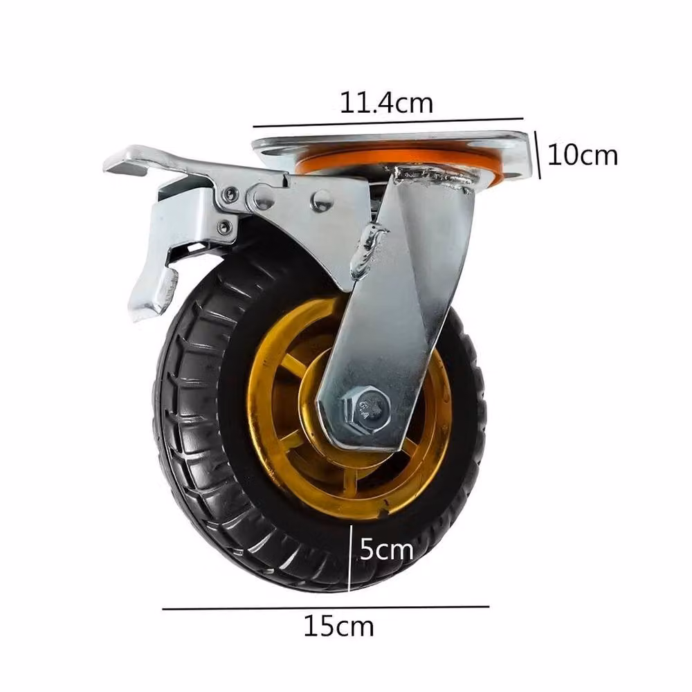 KORVIXA Set of 4 Heavy Duty Black Swivel Caster Wheels with Galvanised Iron and Rubber Plate – 2