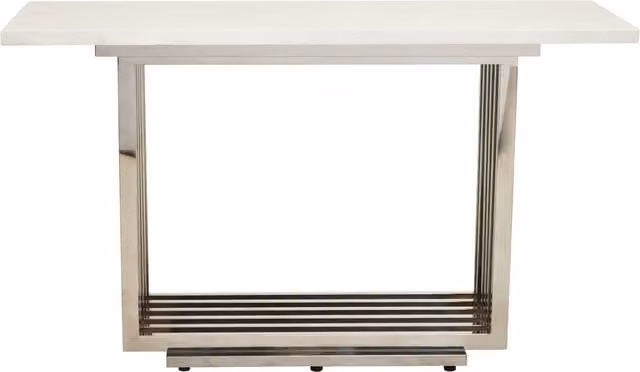 Orsina Moda White Marble and Silver Geometric Console Table