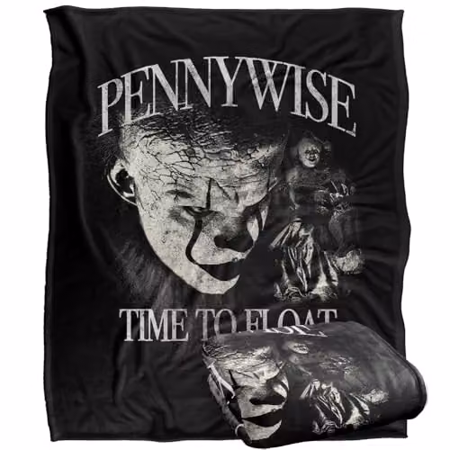 LOGOVISION IT Welcome to Derry Time to Float Pennywise Super Soft Fleece Throw Blanket, Multicolour, W: 127 cm, D: 152.4 cm