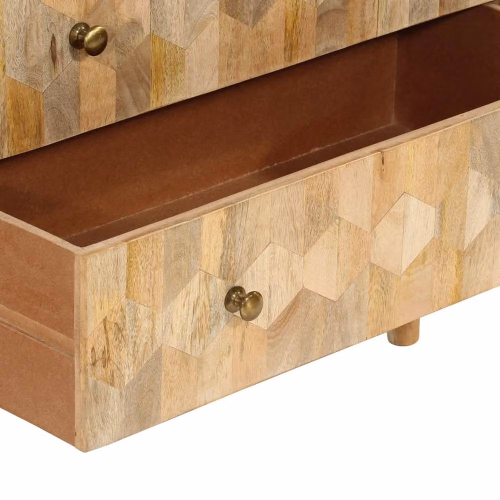 Berkfield Home Solid Wood Mango Drawer Cabinet in Brown, W/D/H: 70 x 35 x 70 cm – 2