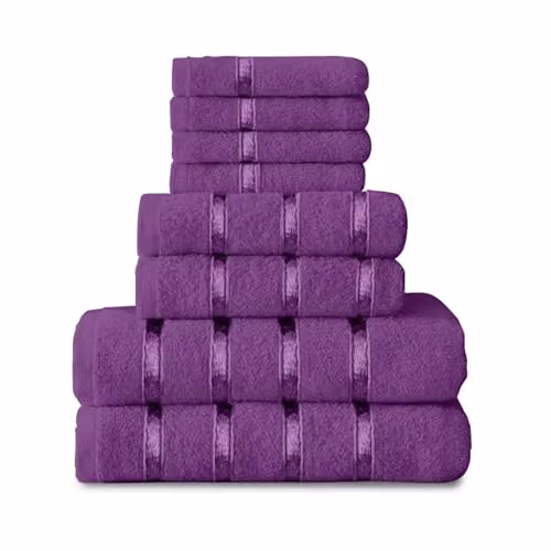 Gaveno Cavailia 8 Piece Cotton Towel Set, Aubergine, 450 GSM – 3
