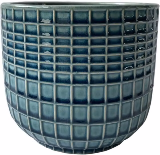 KDMD Hortus Braga Ceramic Planter in Blue and Green, H 17 cm x Dia 19.5 cm – 1