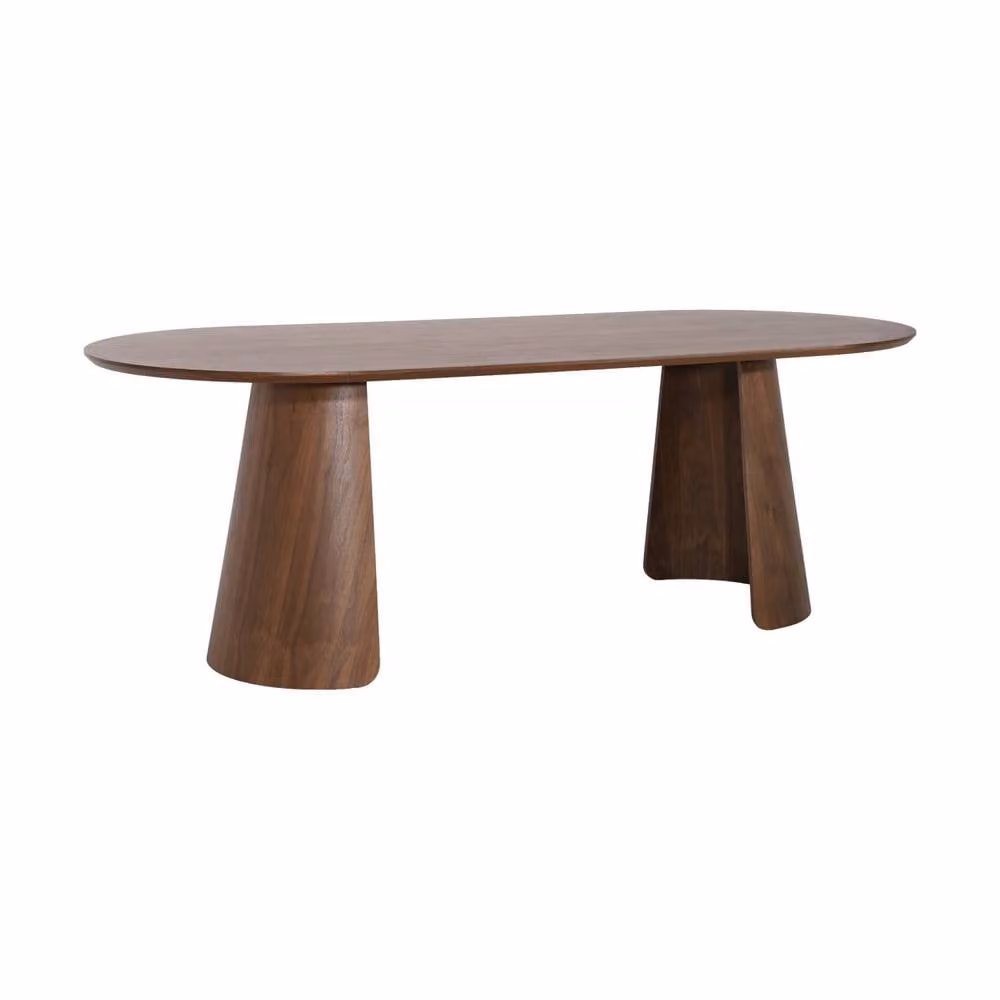 sweeek Modern Oval Wood Dining Table for 8 People in Dark Brown, W/D/H: 220 x 100 x 76 cm – 2