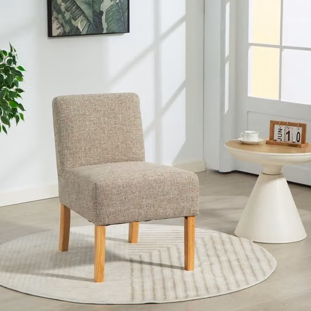 Artemis Home Modern Upholstered Wood Armless Accent Chair in Brown