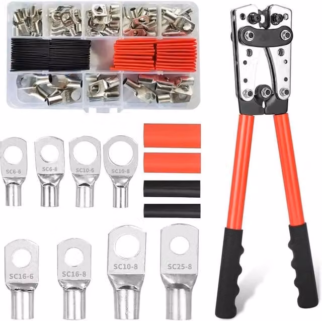 NESTLUNE Red Duty Crimping Tool with 80 Heat Shrinkable Tubes and 80 Terminals, W/D/H: 1000 x 400 x 400 mm – 1