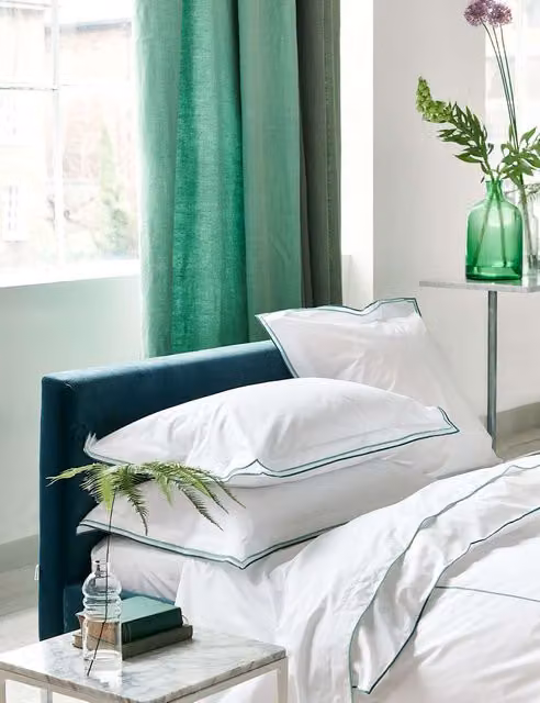 Designers Guild Astor White Cotton Percale Bedding Set, W: 140 cm, L: 200 cm