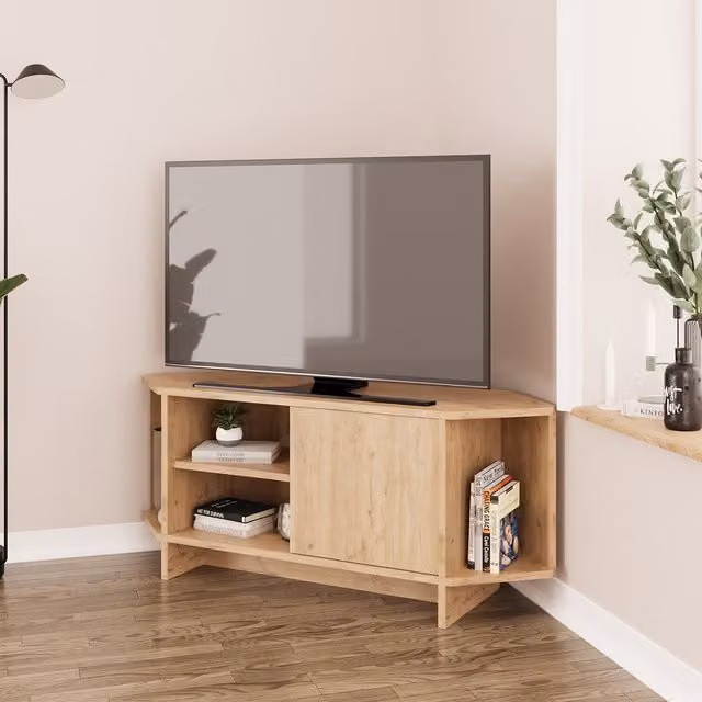 Bimossa Teo Modern Corner TV Stand in Brown
