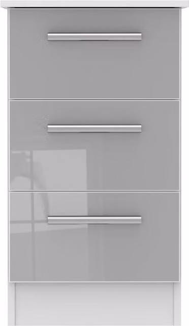 Ready Assembled 2 U Trent 3 Drawer Bedside Cabinet in Mid Grey