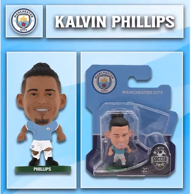 SoccerStarz Manchester City FC Kalvin Phillips Home Kit Classic Figure, Blue, Height: 5 cm