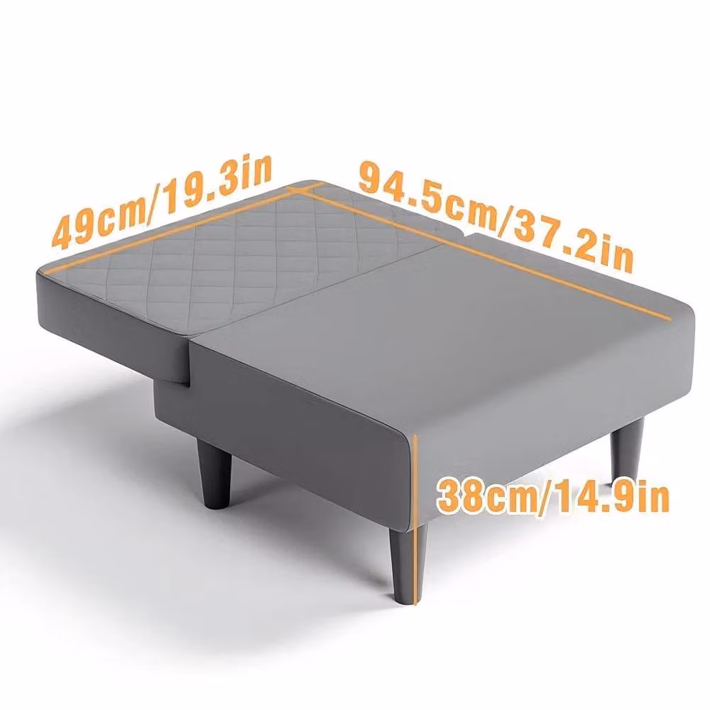 KORVIXA Grey Velvet Folding Futon Sofa Bed Chair W/D/H: 100 x 100 x 38 cm – 2