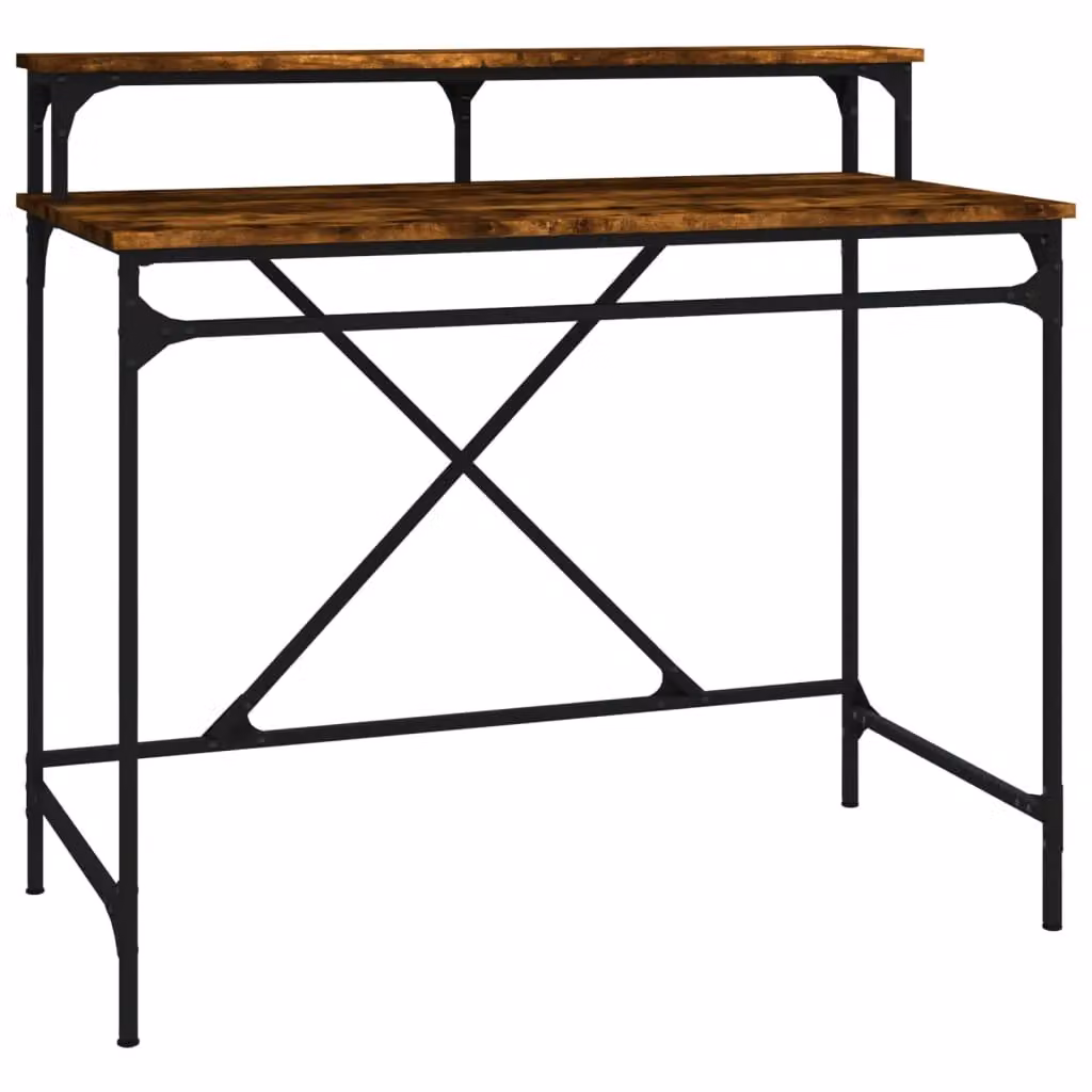 Berkfield Home Computer Desk in Smoked Oak and Brown, W/D/H: 100 x 50 x 90 cm – 2