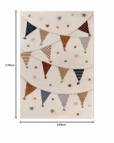 Hanse Home Adventures Pennant Party Children's Rug, Modern Multicolour Play Mat, W: 120 cm x D: 170 cm – 2